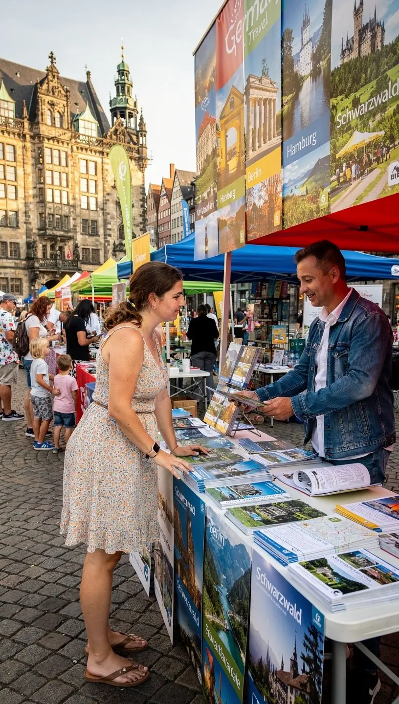 Karte von Deutschland mit markierten Städten und Verbindungswegen für mehrstädte Reiseplanung.